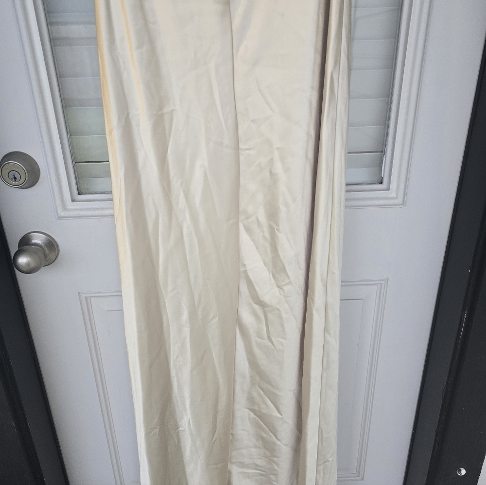 Morgan & Co Juniors' Halter-Neck Satin Slip Dress XL Cream Maxi Cocktail Bridal - Picture 15 of 15